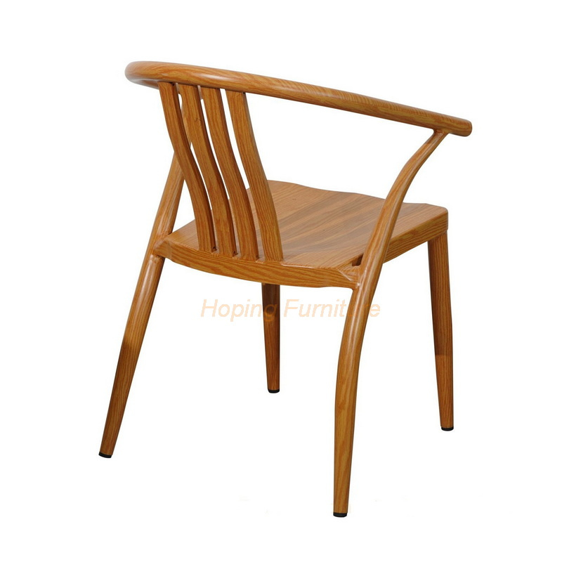 Manufacturing Coffee Shop Oak Wooden Chair Metal Imitated Stacking Restaurant Dining Furniture Factory Directly Sale Hotel Banquet Arm Chair
