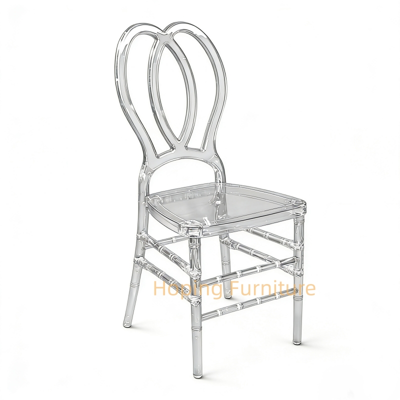 Hollow Net Cross Back Veneer Hot Selling Modern Wedding Event Stackable Ghost Chair Dining Chair