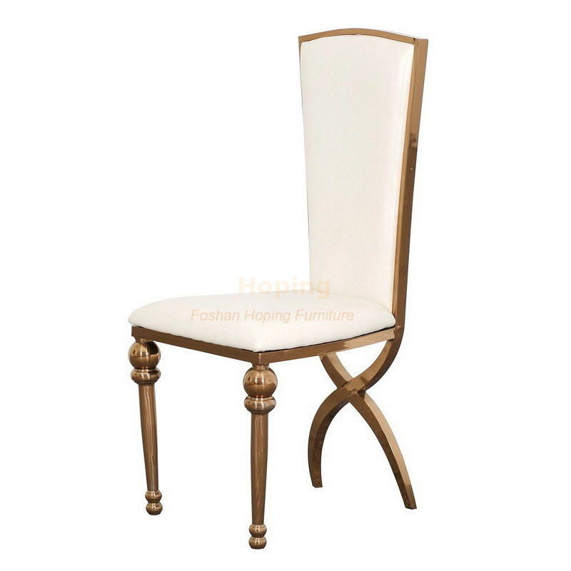 Rose Gold Wedding Chair French Egg Hollow Backrest 201 Stainless Steel Back Dining Hotel Table 4 Chairs