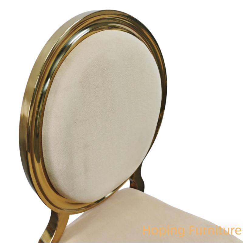 Modern Dining Party Chairs Hotel Furniture Event Wedding Gold Stainless Steel Metal Frame Banquet Metal Back Chair