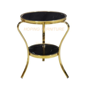Luxury Fashionable Design Black Glass Top Coffee Table Round Stainless Steel Side Table End Table