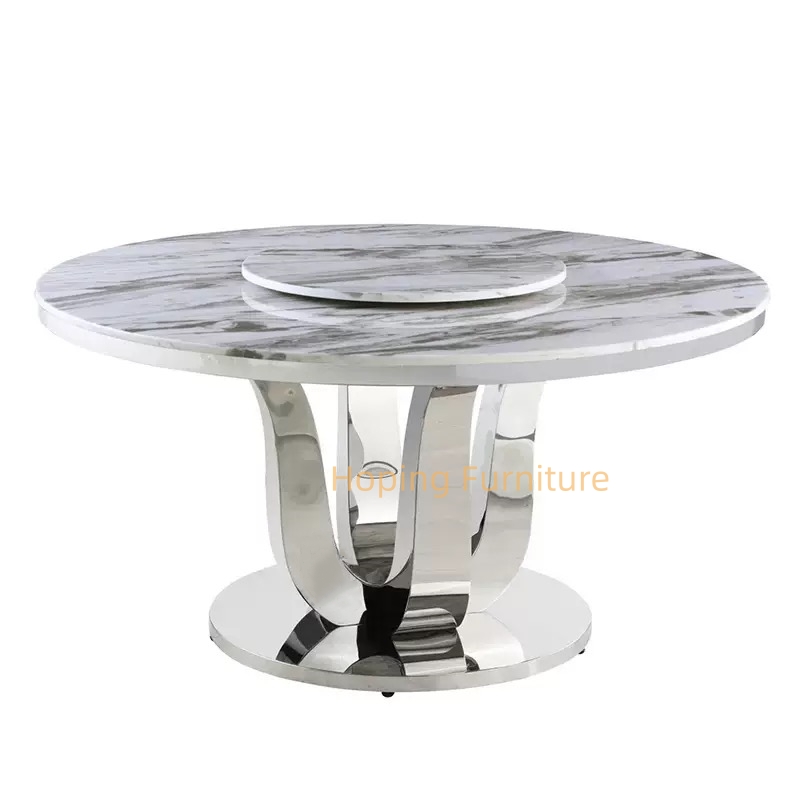 Round Folding Table with 4 Padded Chairs Golden Leg Dining Table with Marble Top for Living Room Restaurant Wedding Banquet Stone Top Dining Table