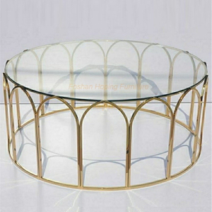 Modern Dining Table Elegant Design Glass Top Stainless Steel Base Round Wedding Cake Table