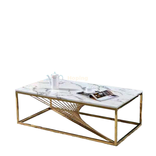 Amazing Urban Style Curved Coffee Table Polygonal Metal Stainless Steel Coffee Tables for Living Room and Hotel
