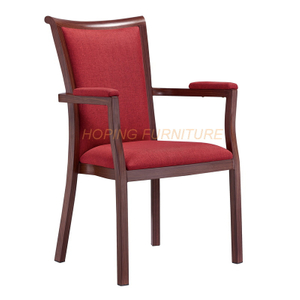 Elbowchair Hotel Chair Metal Imitated Wooden Armrest Chair Modern Banquet Dining Chair