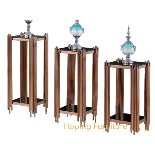 Wedding Restaurant Modern Side Table Gold Mirrored 201 Metal Hotel Column Console Table