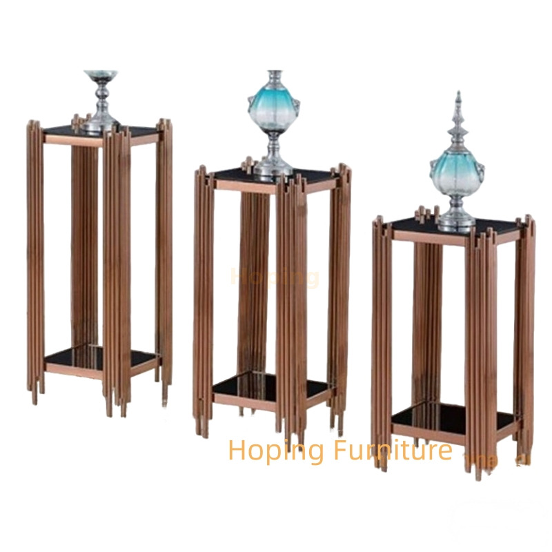 Wedding Restaurant Modern Side Table Gold Mirrored 201 Metal Hotel Column Console Table
