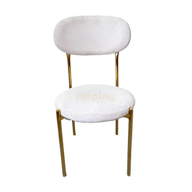 White Simple Velvet Chair with Stainless Steel Frame for Coffee Shop Party Wedding Event