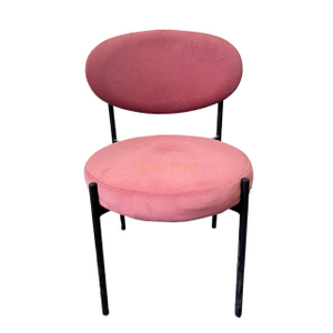 Rosy Steel Banque Dining Chair with Velvet Seat Wedding Chair Coffee Shop Chair