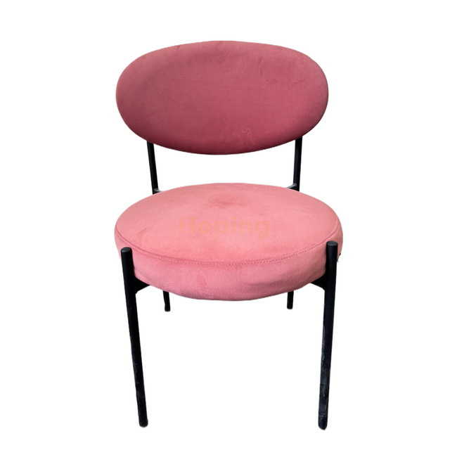 Rosy Steel Banque Dining Chair with Velvet Seat Wedding Chair Coffee Shop Chair