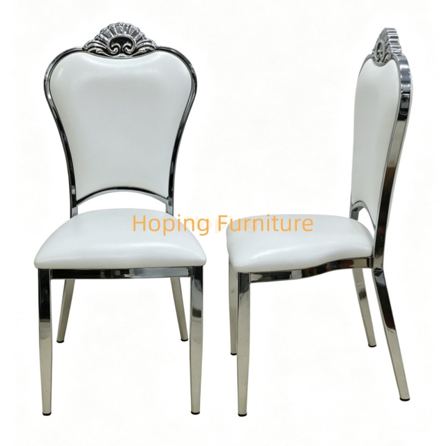 Modern Style Hotel Lobby Furniture Silver Metal Chair Party Hotel Wedding Dining Chair
