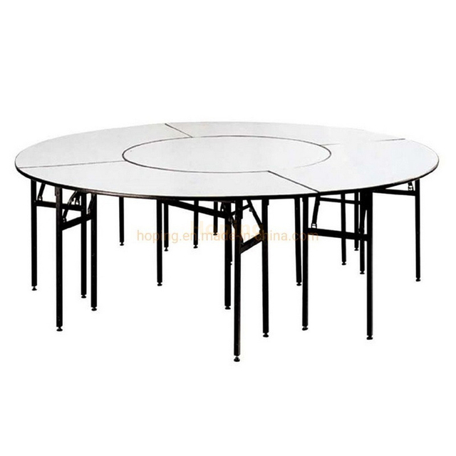 Wholesale Round Wooden Top Waterproof PVC Cover Foldable Restaurant Oudoor Dining Table in Metal Frame