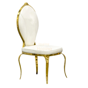 White Peach Back Golden Stainless Steel Chair Luxury Banquet Event Wedding Dining Chairs