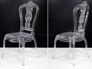 Royal Style Chair of Transparent PC Resin Dining Chair for Party Banquet Wedding 