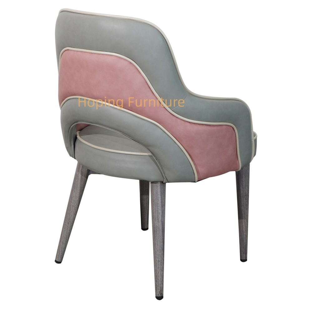 Modern Design High Quality Hotel Chair Grey with Pink Accents Back Leather Sofa Chair