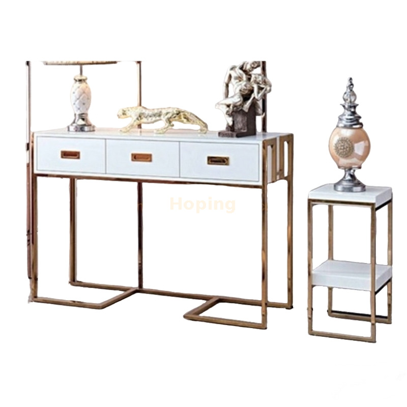 Professional Stainless Steel Furniture Metal Steel Console Table Metal Furniture Dining Table with Drawer