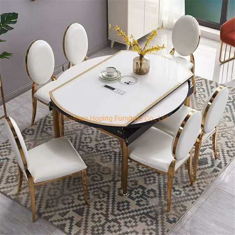 Modern Cake Table MDF Dining Room Glass Dining Chair Table Set Clear Tempered Glass Desk Modern Living Room Wedding Chair 1+9 Square Dining Table