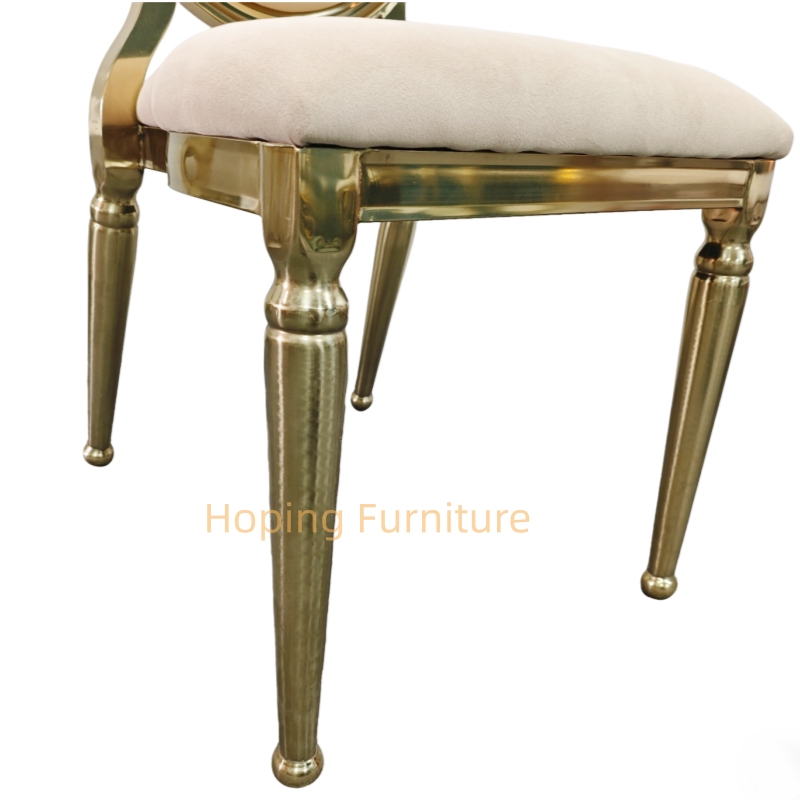 Modern Dining Party Chairs Hotel Furniture Event Wedding Gold Stainless Steel Metal Frame Banquet Metal Back Chair