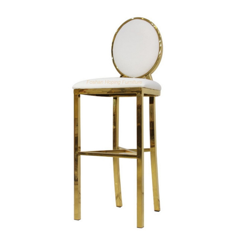 Simple Design Wedding Outdoor Furniture Waterproof Metal Frame Upholstered Bar Stool Chair