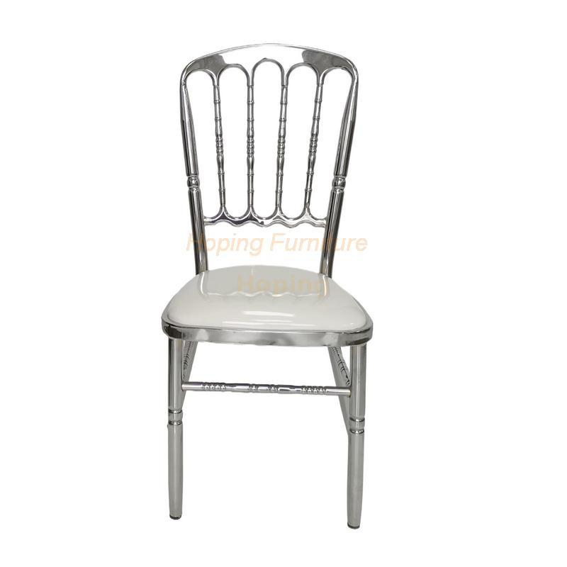 Hotel Dining Chair Silver Frame Chair with PU Leather Seat and Metal Legs Conference Chair