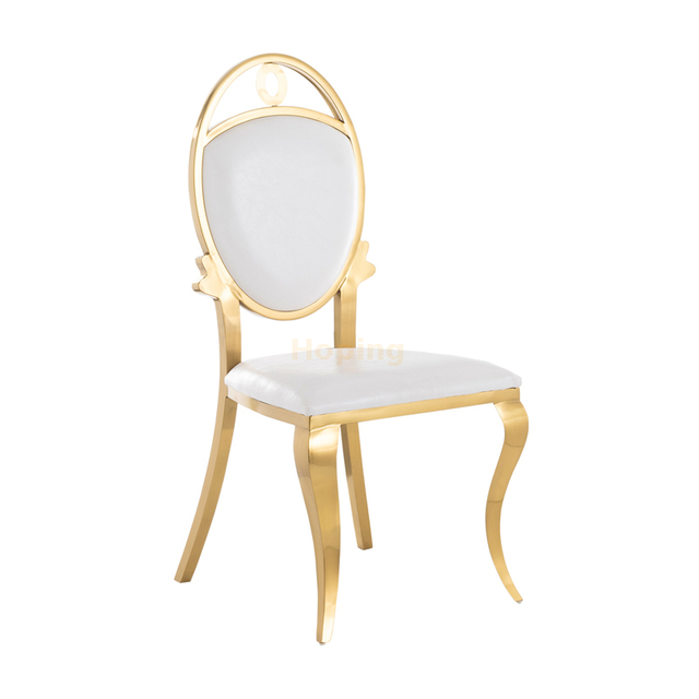 Oval Back Creative Back Dining Chair with Golden Stainless Frame Hotel Restaurant Wedding Banquet Chairs