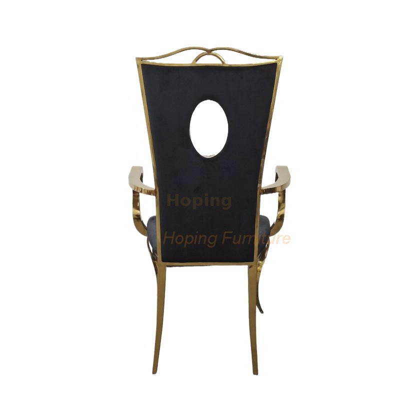 Hotel Banquet Chair Modern Black Velvet Armchair with Golden Stainless Steel Legs