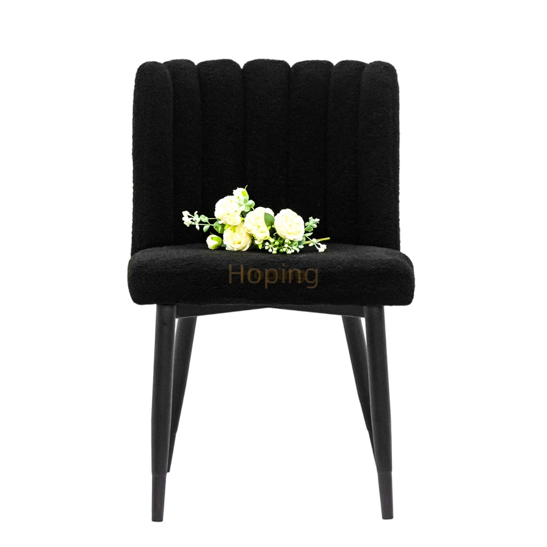 Luxury Leisure Armrest Black Velvet Dining Chair with Metal Feet