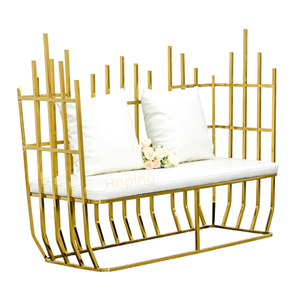 Wedding Supplies Golden Stainless Steel Love Seat Sofa Wedding Stage Sofa for Bride and Groom