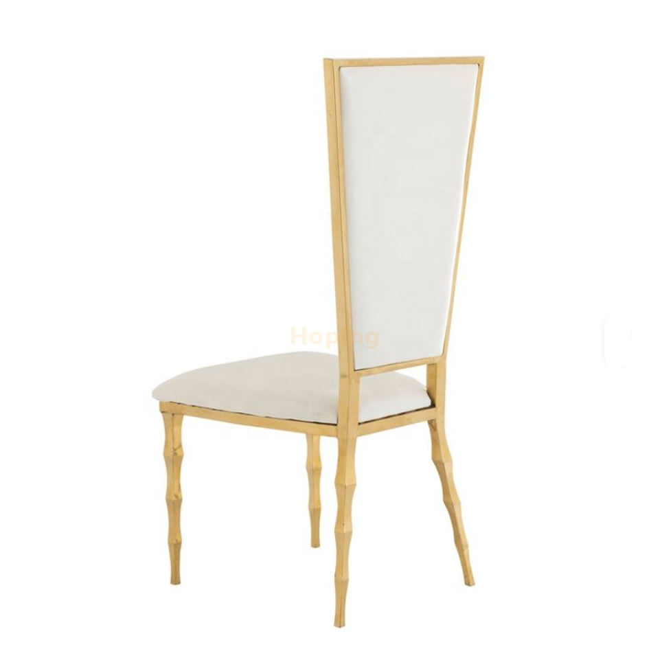 High Square Back Rental King Gold High Back Stainless Steel Wedding Chair