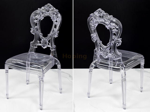 Flower Design Heart Shape Back Clear PP Chiavari Chair for Wedding Event Party Banquet Outdoor Chair 