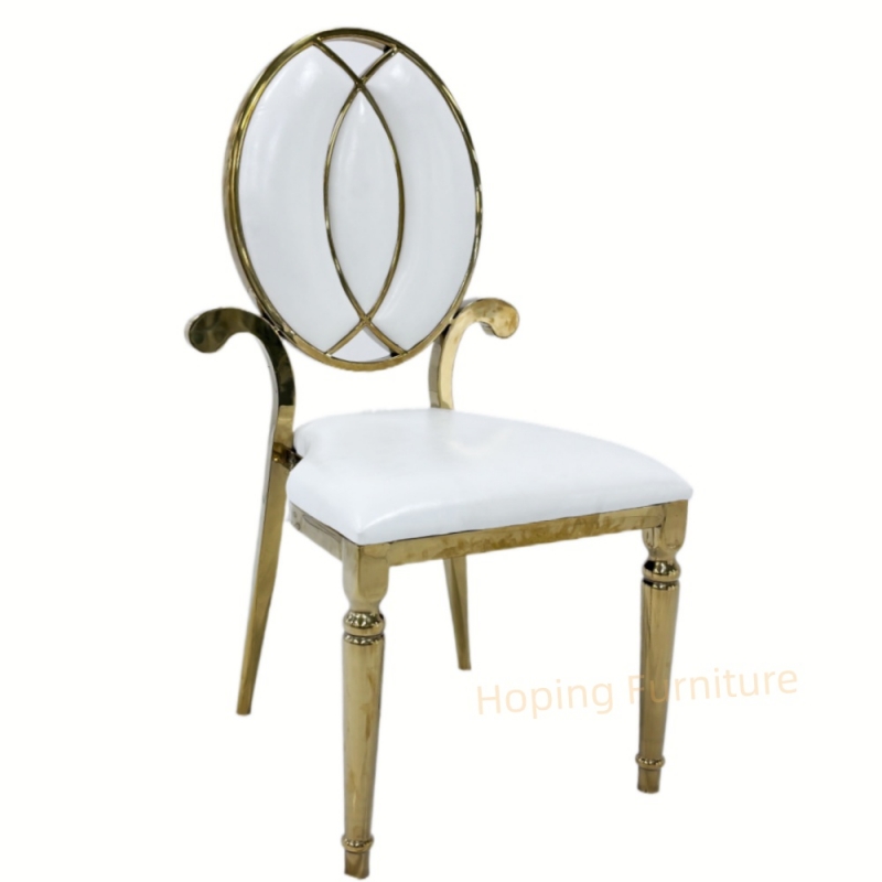 Hot Selling Italian Style Round Back Wedding Banquet Hotel Gold Dining Chair Nordic Simple Casual Chair