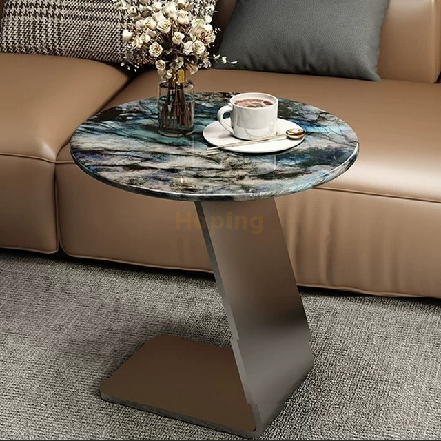 Attractive Design Stainless Steel Base Quality Marble Round Coffee Table Luxury Coffee Table