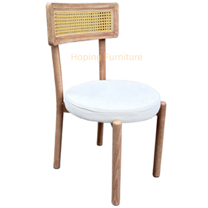 Cane Back Design Chairs Wooden with White Upholstered Seat Vintage Restaurant Banquet Dining Chair