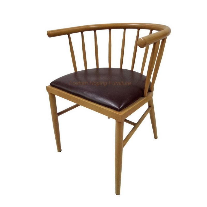 Big Bistro Style Hotel Wooden Table Chair Imitated Aluminum Leg Velvet Casual Rooms to Go Outdoor Dining Chair