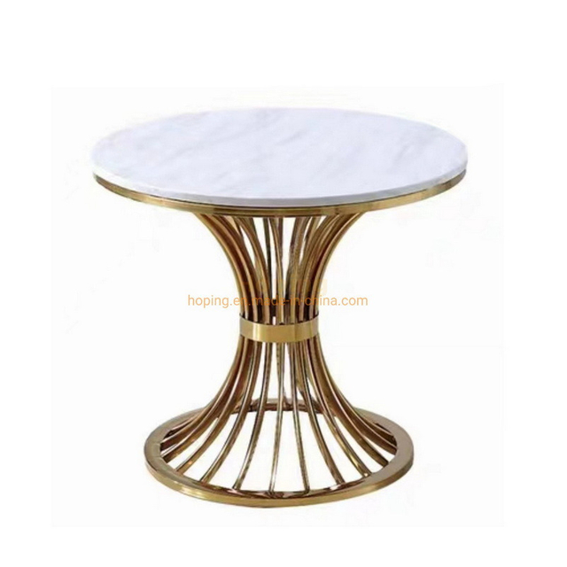 Cheap Modern Golden Metal Frame Stainless Steel Wire Coffee Table Side Table Round Marble Top Tea Table