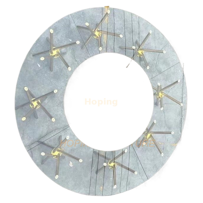 Half Table Luxury Hotel Banquet Wedding Round Mirror Table Wedding with Black Base Stainless Steel Round Table