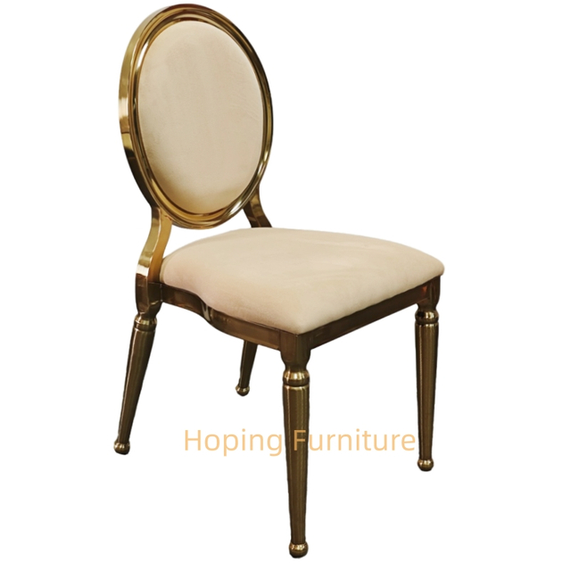 Modern Dining Party Chairs Hotel Furniture Event Wedding Gold Stainless Steel Metal Frame Banquet Metal Back Chair