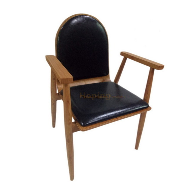 4 Legs New Design School Modern Wooden with Leather Seat Canteen Chair