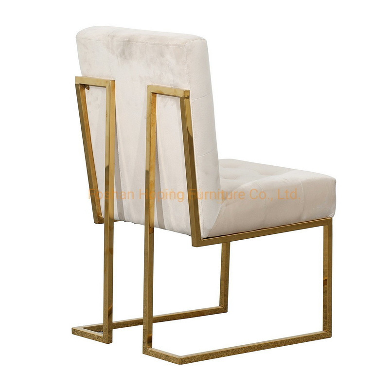 French Style Custom Living Room Light Beige Single Velvet Gold Sofa Chair