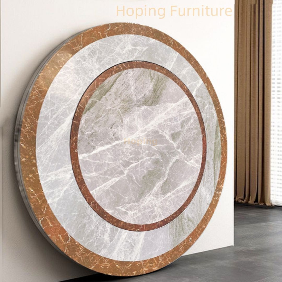 Turntable Hotel Hall Family Party Wedding Events Faux Stone Round Dining Table for Sale