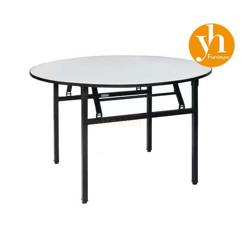 Simple Folding Dining Table 4 Seater Hotel Restaurant Furniture Banquet Wedding Event Round Plastic Table Pottery Barn Foldable Dining Table