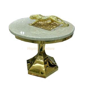 Modern Hotel Beer Round Tempered Glass Farmhouse Coffee Table with Golden Brass Metal Base