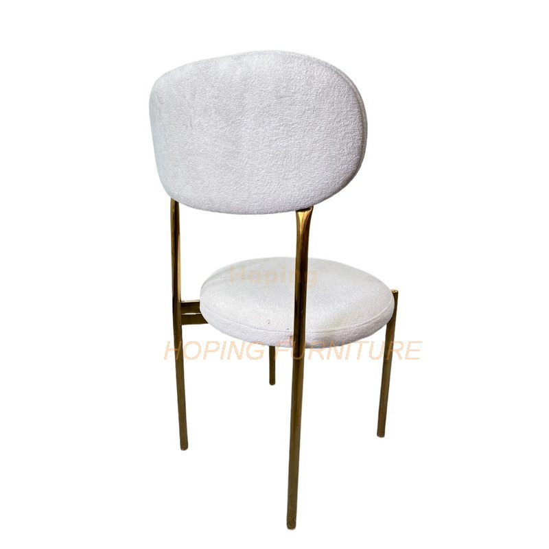 Metal Legs Modern Cheap Price Velvet Upholstered Dining Chair in White Color