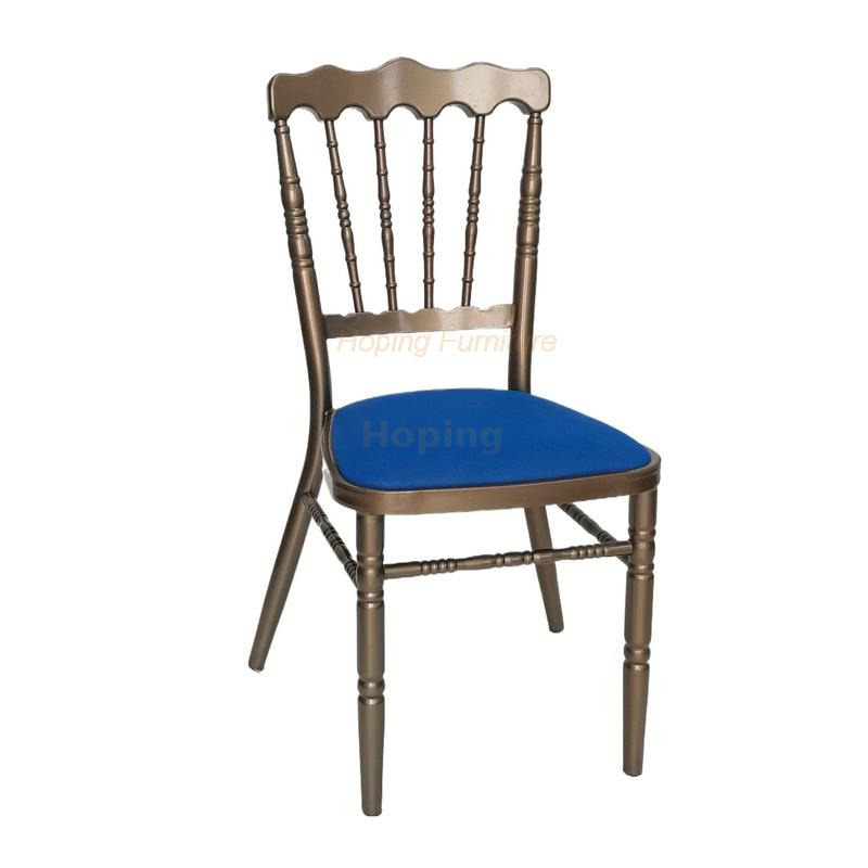 Modern Style Hotel Lobby Furniture Blue Metal Chair Party Hotel Wedding Dining Chair
