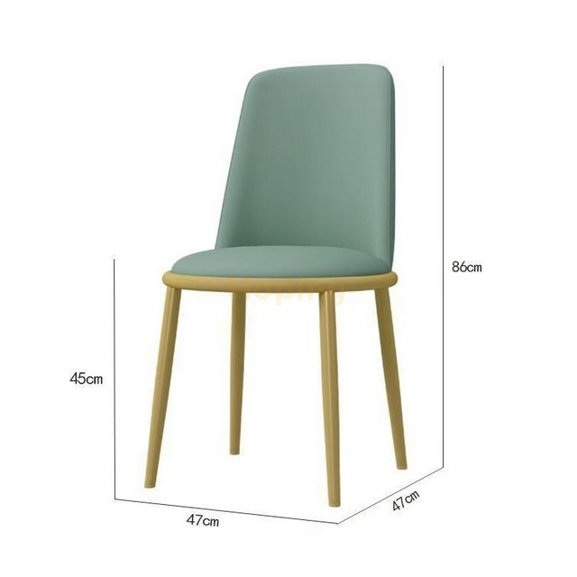 Simple Style Powder Coated Metal Easy Clean Leather Dining Chair for Restaurant Coffee Shop