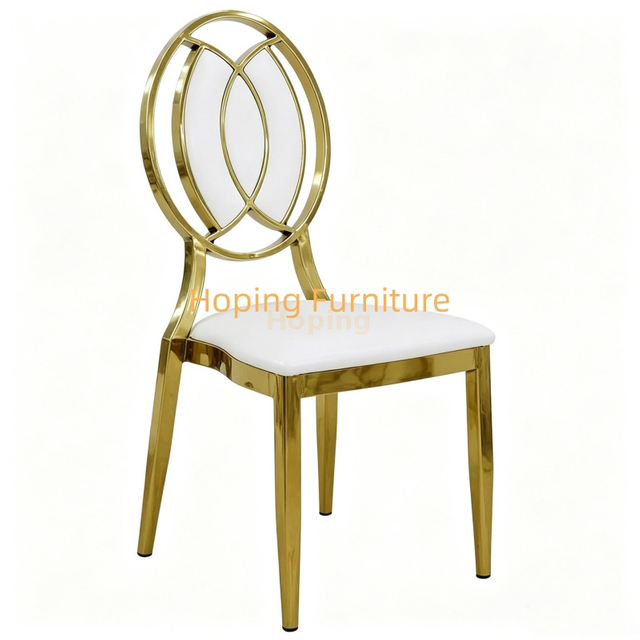 Classic Replica PU Leather Miller Chair Five-Star Hotel Chairs Rose Gold Steel Hotel Banquet Dining Chairs