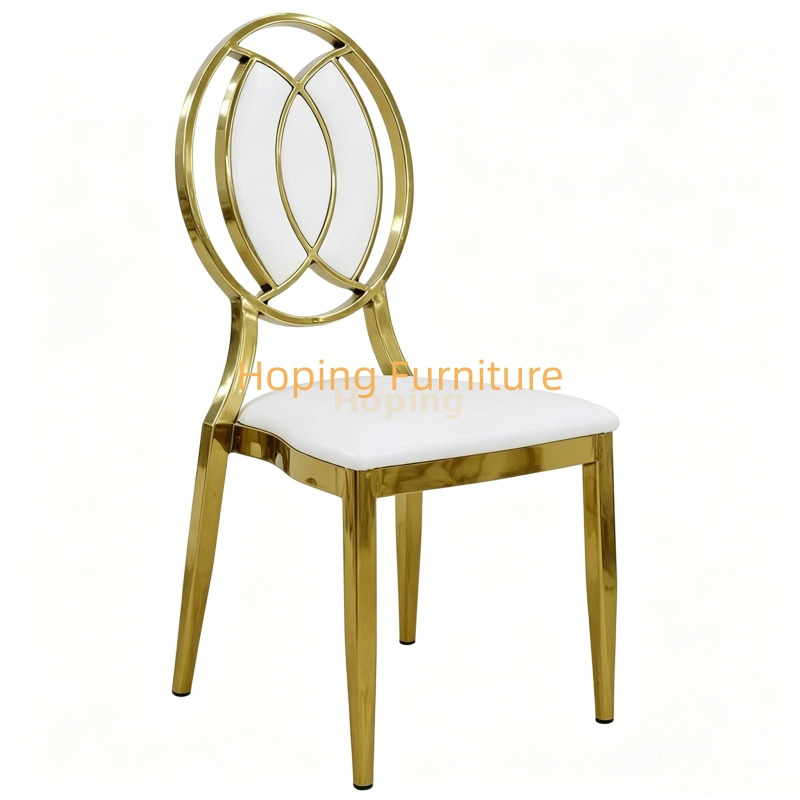 Classic Replica PU Leather Miller Chair Five-Star Hotel Chairs Rose Gold Steel Hotel Banquet Dining Chairs