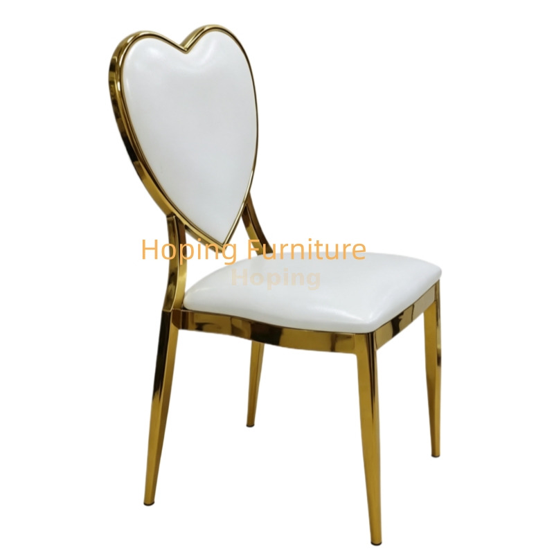 Modern Golden Chromed Love Shaped Metal Dining Chair for Event Party Wedding Chair Banquet Chair