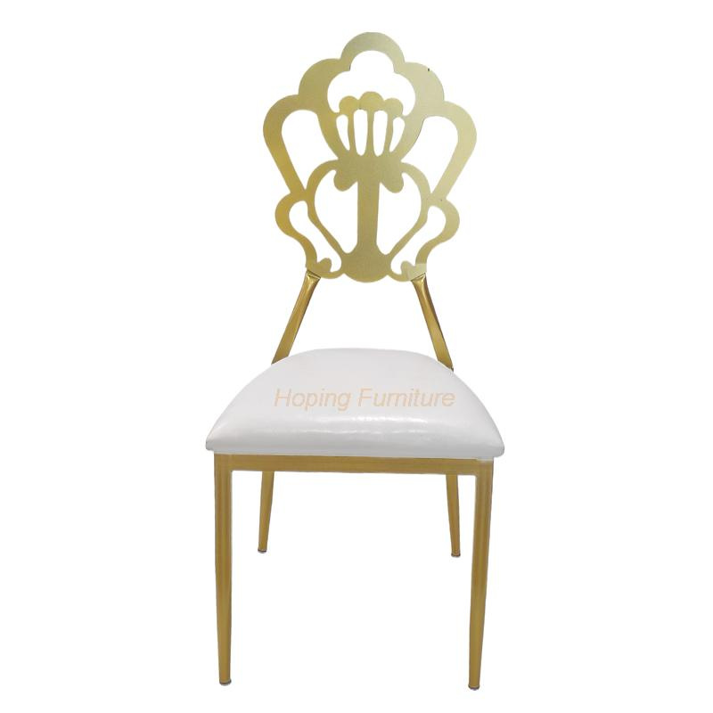 Modern Golden Metal Indoor Outdoor Dinner Leather Chair Chromed Dining Chair