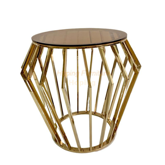 Carpet Table Polished Marble Coffee Table with Removable Stainless Steel Legs